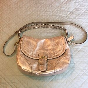 EUC. Coach metallic gold leather shoulder bag